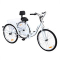 Iglobalbuy 6-Speed / 7-Speed Adult Tricycle, 24 Inch / 26 Inch Adult Trike 3-Wheel Bike Cruiser Bicycle with Shopping Basket