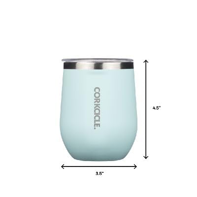 Insulated Stemless Wine Glass Tumbler, 12 oz, Stainless Steel, Powder Blue T624