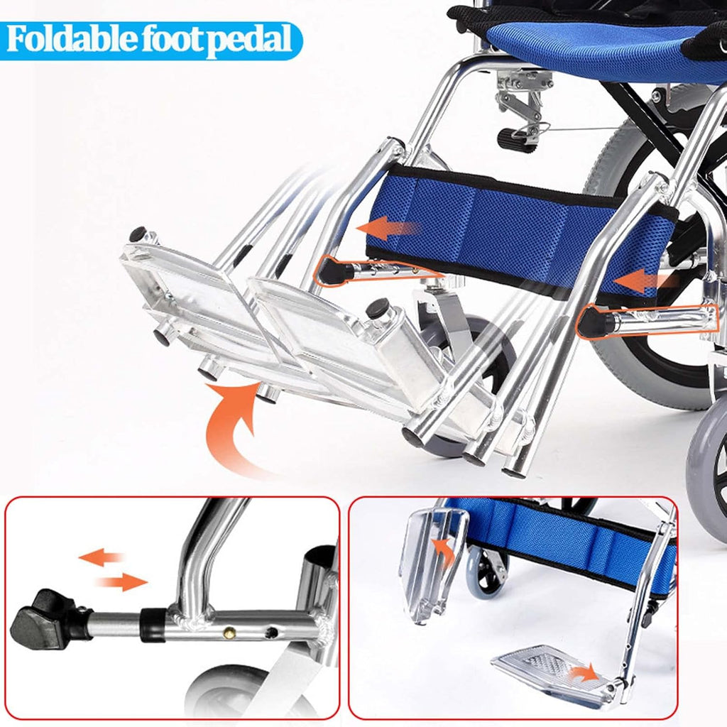 Lightweight Folding Transport Wheelchair with Handbrakes and Swing-Away Footrest W11137