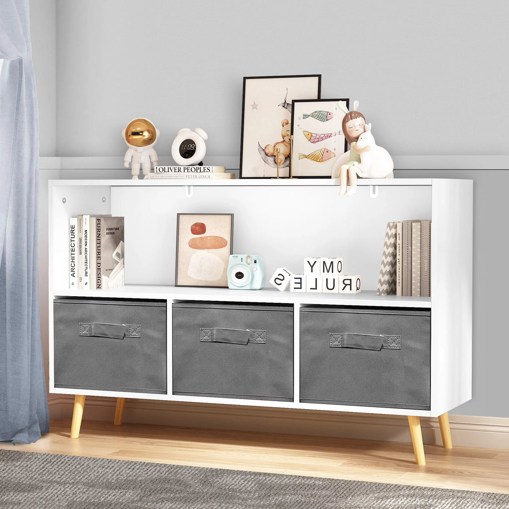 Kids Toy Storage Cabinet with Collapsible Fabric Drawers X806