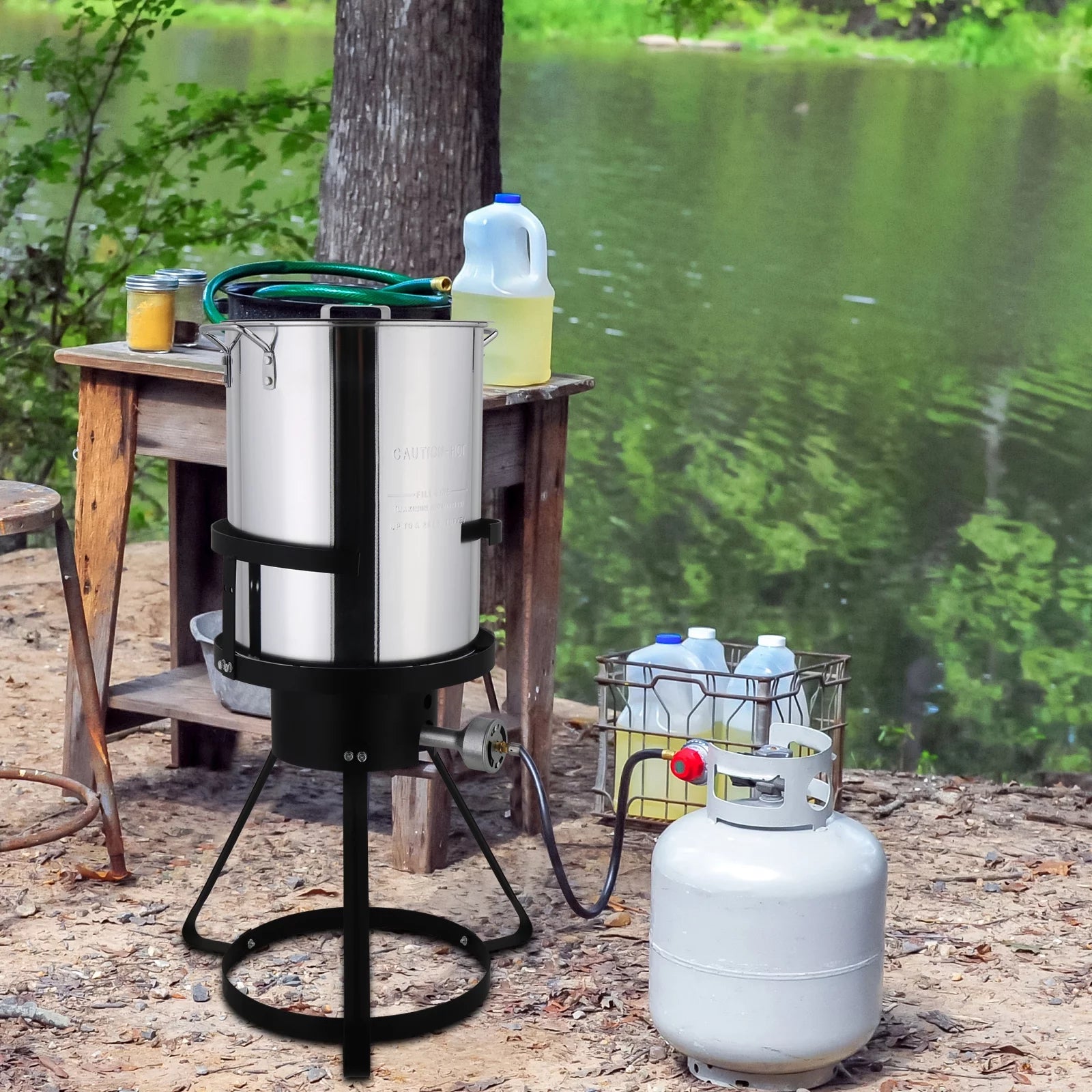 Turkey Fryer 30 Qt Cooker Set with Tripod Stand and Gas Burner W63523