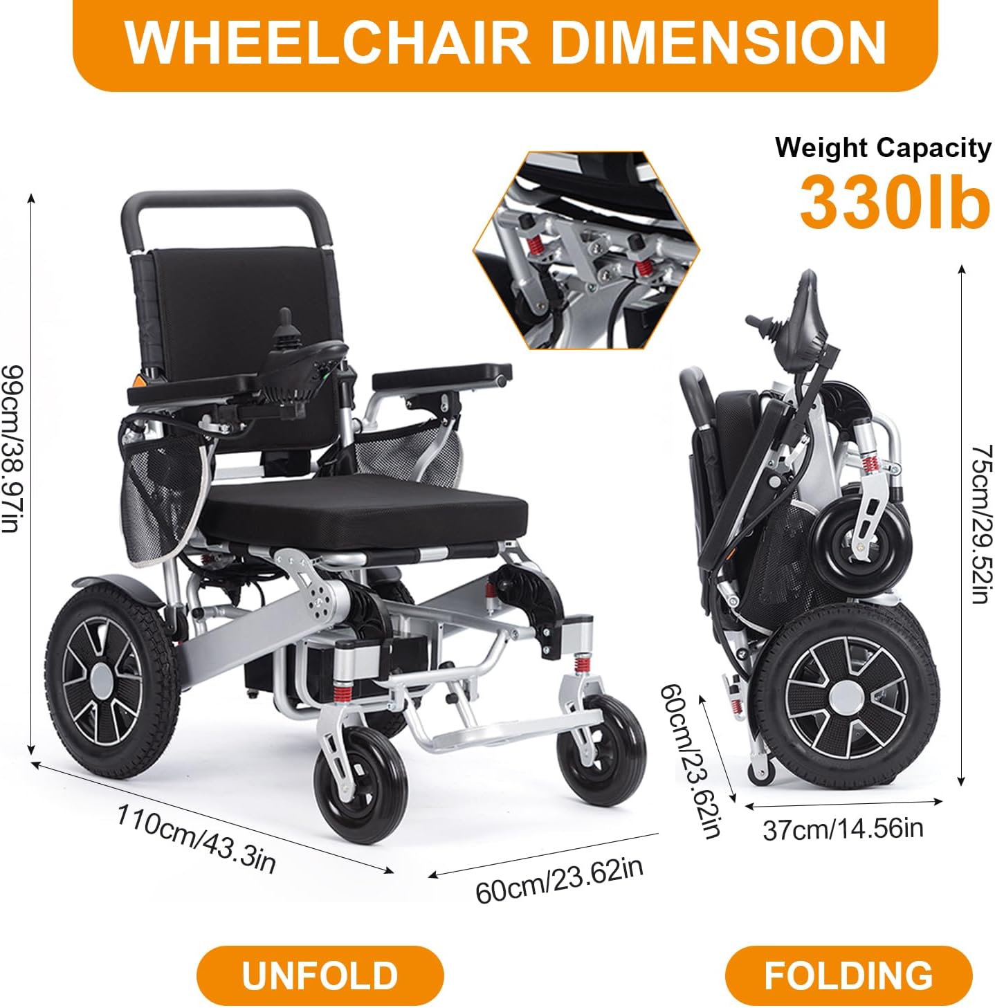 Foldable Electric Wheelchair for Adults, 20 mi Range F57130