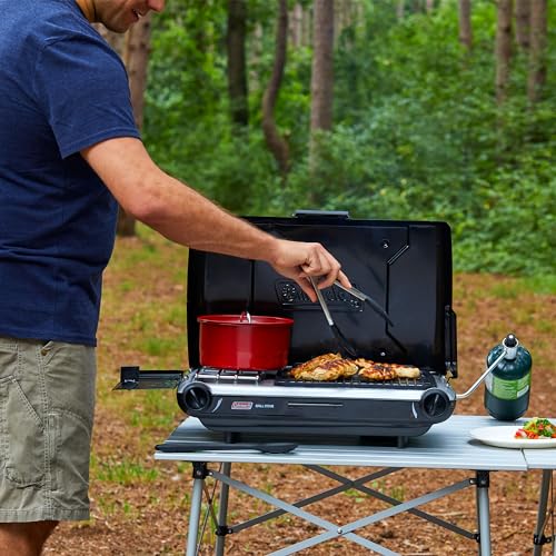 Tabletop 2-in-1 Camping Grill/Stove, 2-Burner Propane, 20,000 BTU E89619