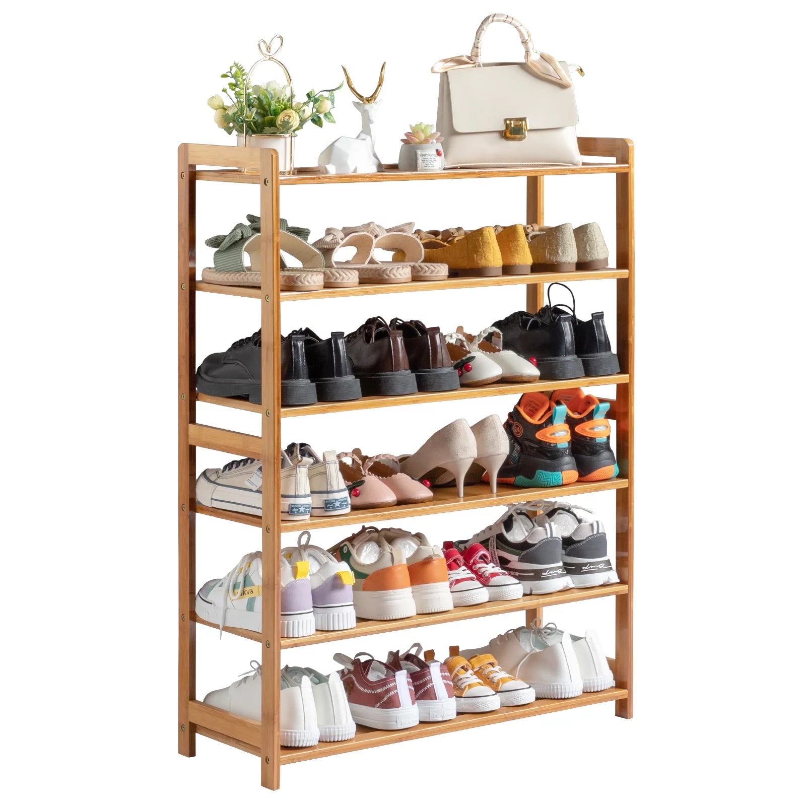 Bamboo Shoe Storage Rack 6-Tier, Holds 18-24 Pairs E417279