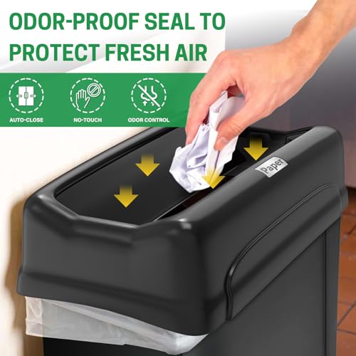 Swing Lid Trash Can for 16/23 Gallon Slim Jim, Heavy Duty Plastic, Pack of 2 K133539