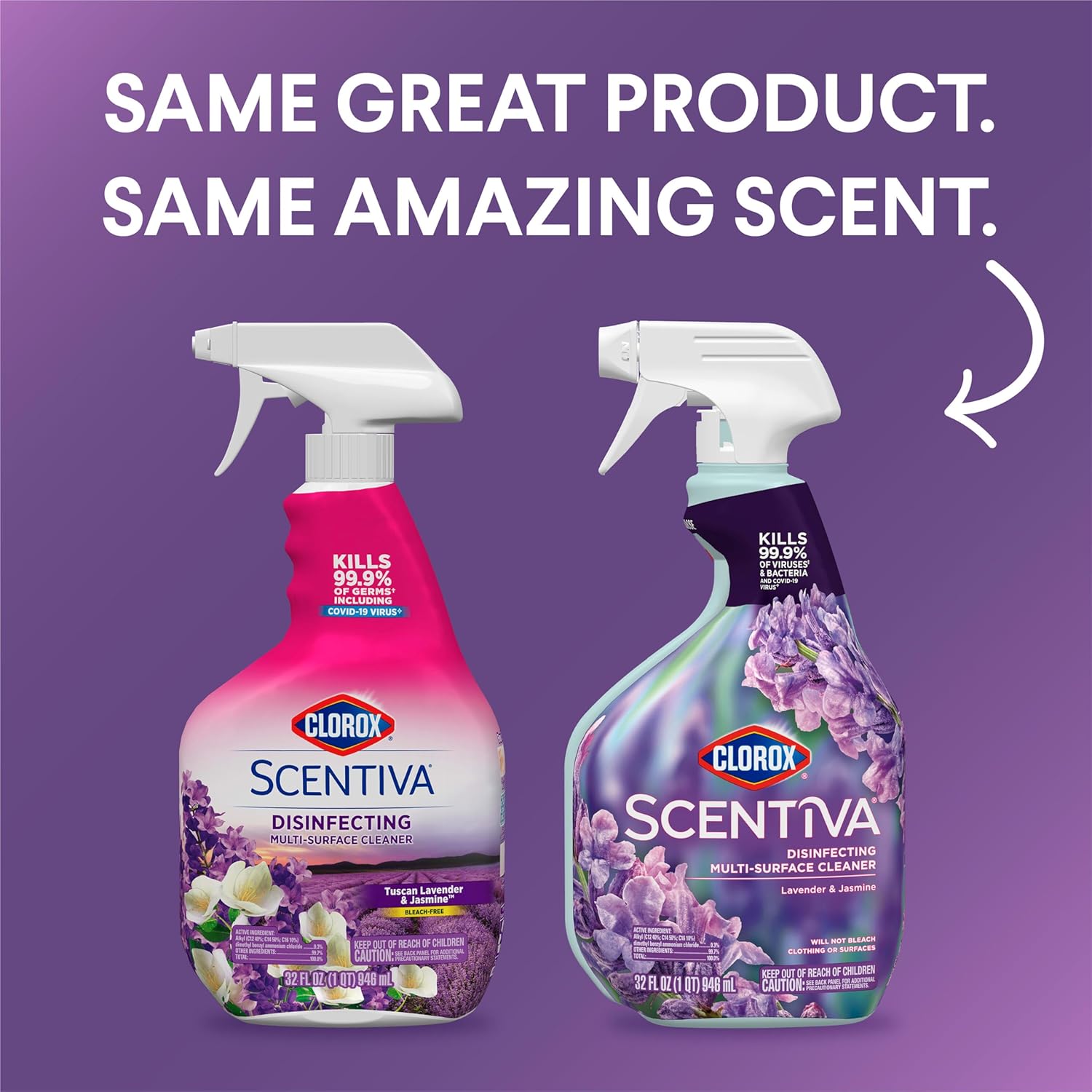Disinfecting Multi-Surface Cleaner, Lavender and Jasmine, 32 Fl Oz G608