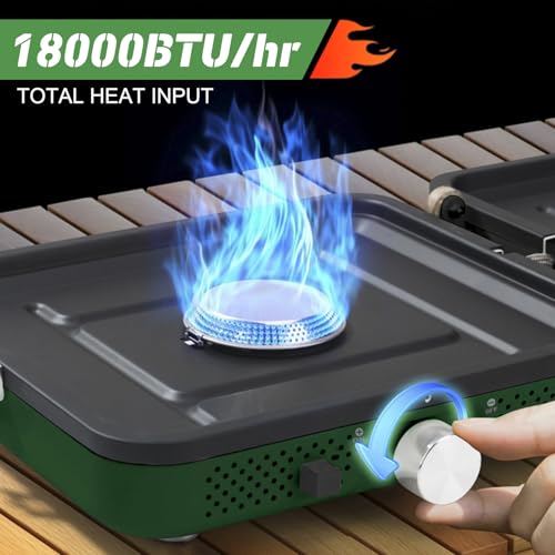 Foldable 2-Burner Propane Camping Stove with Griddle and Carrying Bag E286492