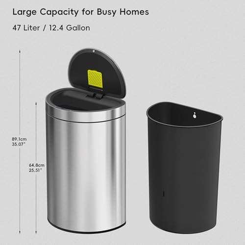 Touchless Motion Sensor Trash Can, 13.2 Gallon, Brushed Stainless Steel K748461