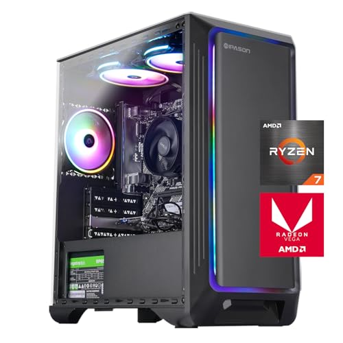 Gaming PC Desktop – AMD Ryzen7 5700G 3.8GHz, AMD Radeon Graphics, 1TB NVME SSD, 16GB DDR4 RAM 3200, 550W PSU, Windows 11 Home 64-bit