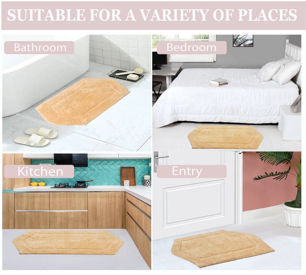 100% Cotton Tufted Bath Rug, Non-Slip, Machine Washable, 5 Piece Set Z1734