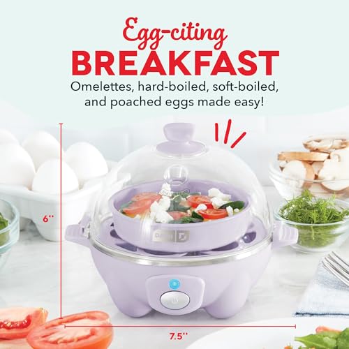 Rapid Egg Cooker for 6 Eggs, Hard Boiled, Poached, Scrambled, or Omelets, Auto Shut Off - Black O7665