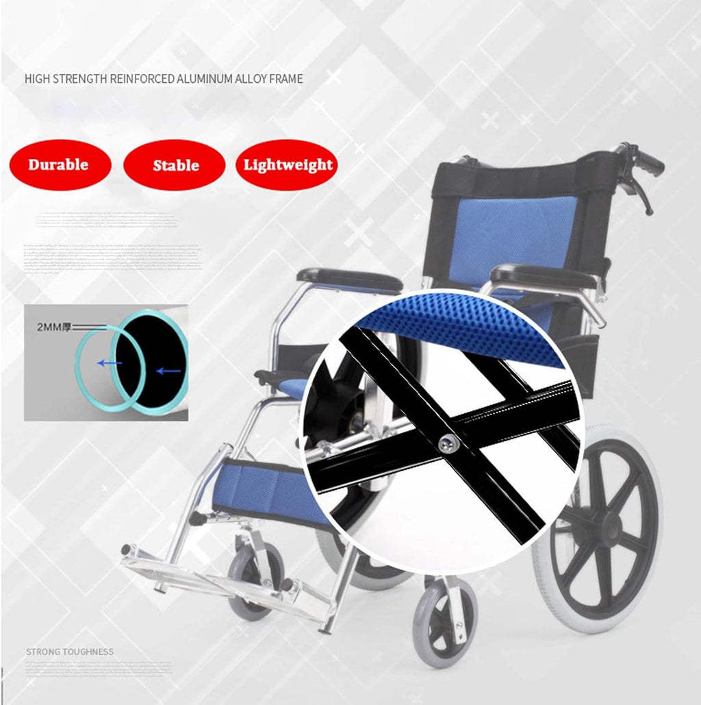 Lightweight Folding Transport Wheelchair with Handbrakes and Swing-Away Footrest W11137