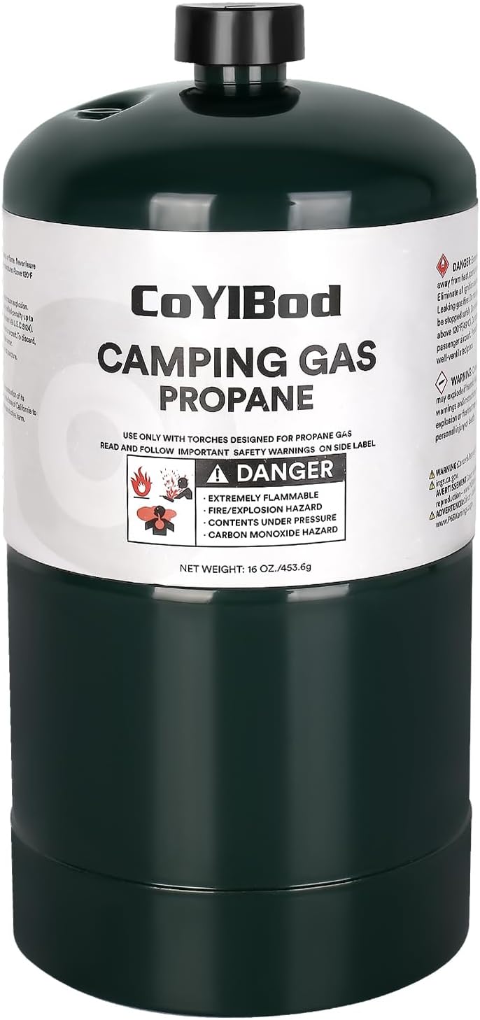 Propane Tank, 1LB Propane Cylinder Tank - Propane Replacement Fuel Cylinder - Safe and Legal Option - DOT Compliant-16 oz