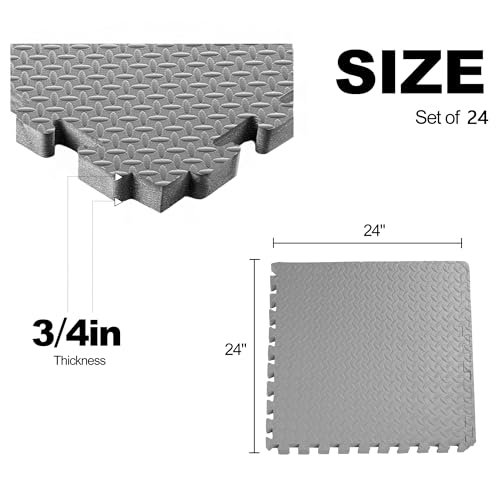 1" Thick EVA Interlocking Foam Gym Flooring Mat, 6 Tiles, Black M5857