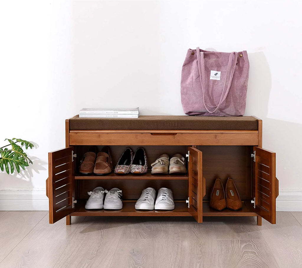 Shoe Storage Bench with Detachable Cushion and Hidden Compartment V756