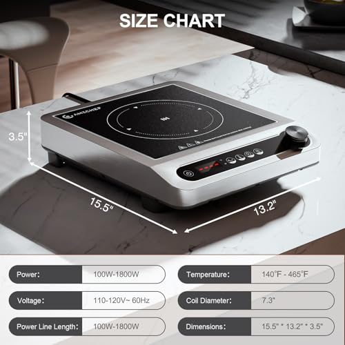 Induction Cooktop, 1800W Portable Burner with Timer S297
