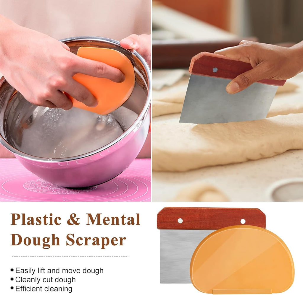 Sourdough Bread Proofing Basket Set with Liner, Lame, Dough Scraper and Brush D15411
