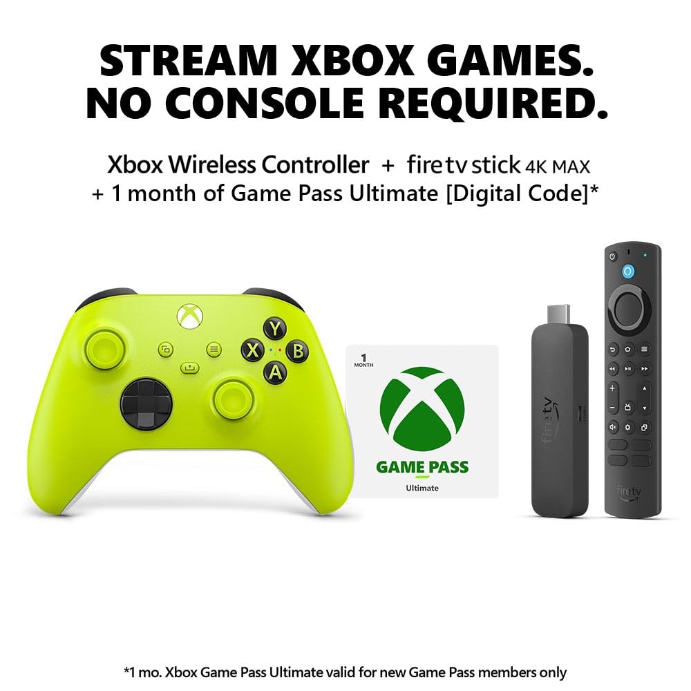 Xbox Amazon Fire TV Stick 4K Max with Electric Volt Core Wireless Controller Bundle + Free Month of Game Pass for New Members