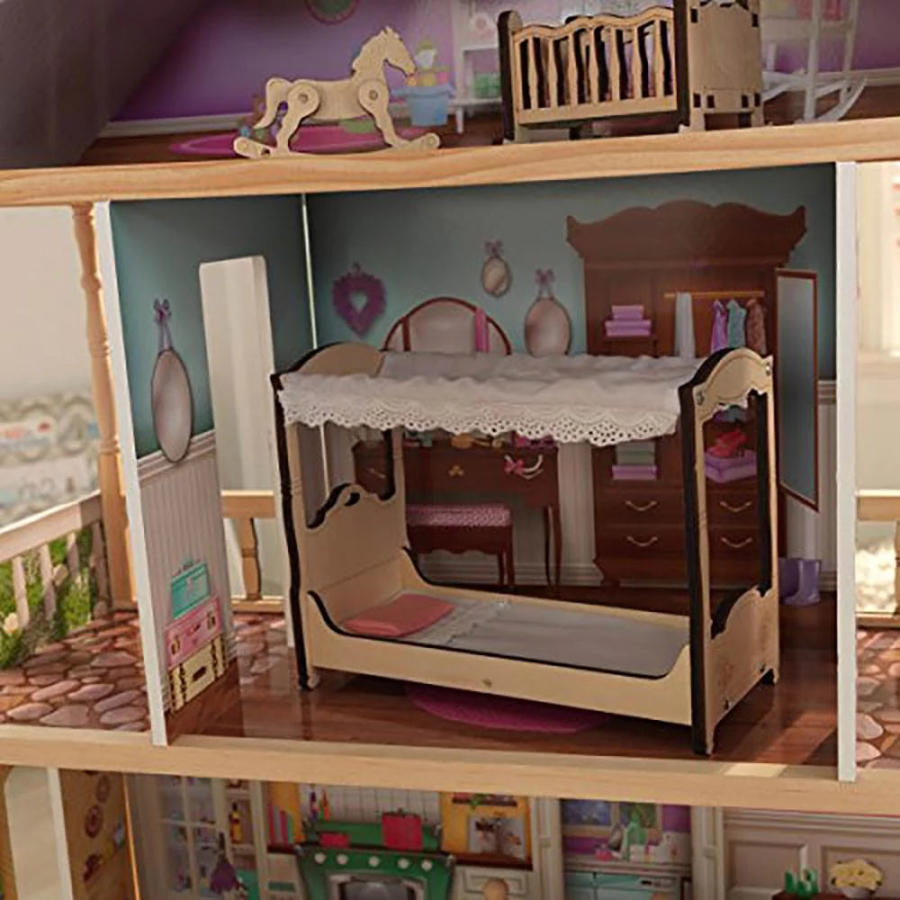 Classic Wooden Dollhouse with 14 Accessories O5387