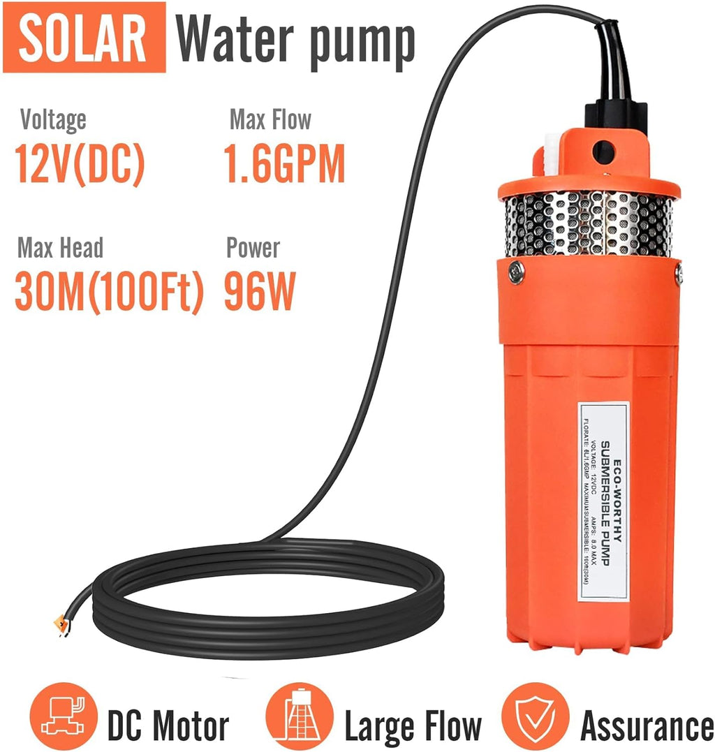Solar Well Pump Kit with Battery Backup, 12V Water Pump and 120W Panel G5969