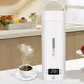 Travel Portable Electric Kettle, Small Mini Coffee Tea Kettle with 4 Temperature Settings, Fast Boiling Hot Water with Auto Shut-Off, Stainless Steel (17oz, White)