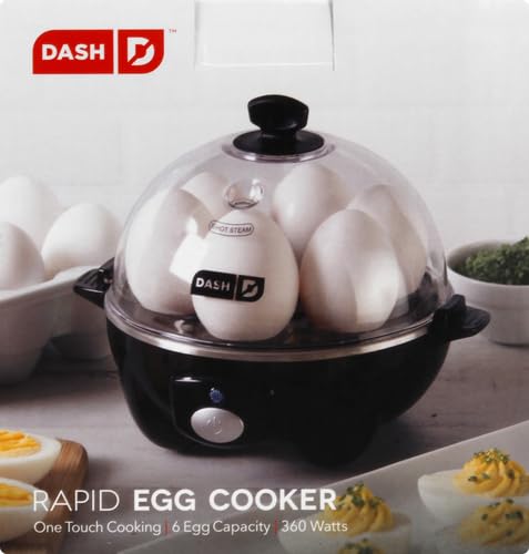 Rapid Egg Cooker for 6 Eggs, Hard Boiled, Poached, Scrambled, or Omelets, Auto Shut Off - Black O7665