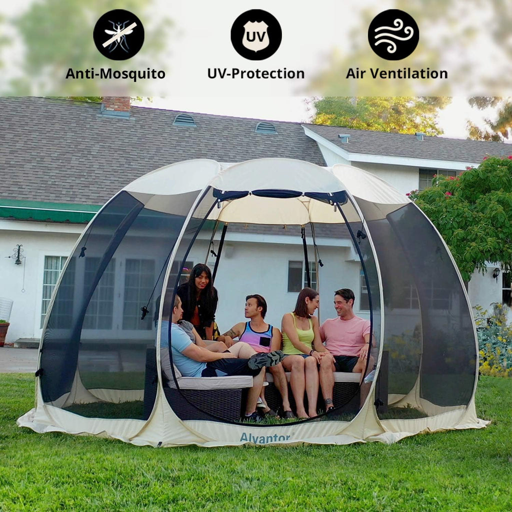 Hexagon Pop Up Camping Shelter with Mesh Walls O93524