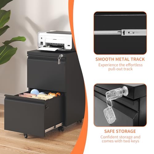 3-Drawer Rolling File Cabinet with Lock, White Q2870