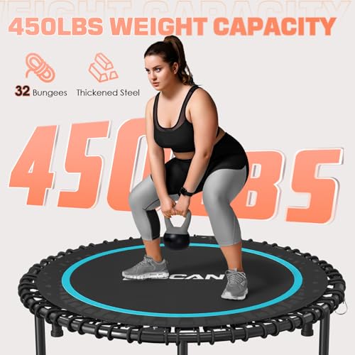 Foldable Mini Trampoline with Adjustable Foam Handle for Indoor Workout M8038