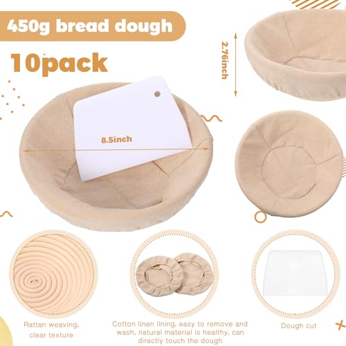 Banneton Bread Proofing Basket Round with Liners and Scrapers H690