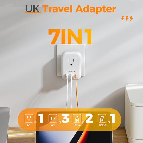 Travel Plug Adapter USB C with 4 AC Outlets and 3 USB Ports U95340