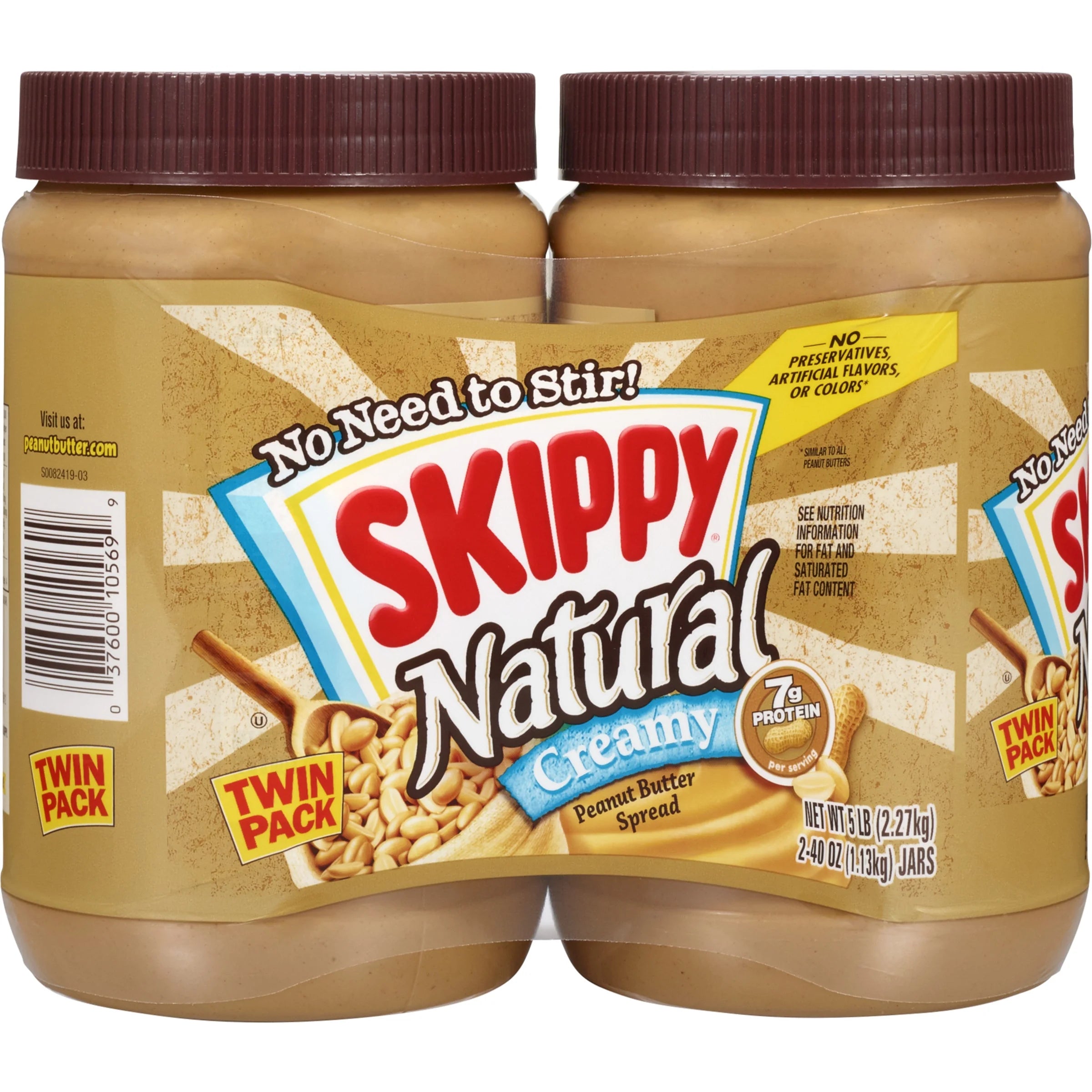 Natural Creamy Peanut Butter Spread, 40 oz Twin Pack P542