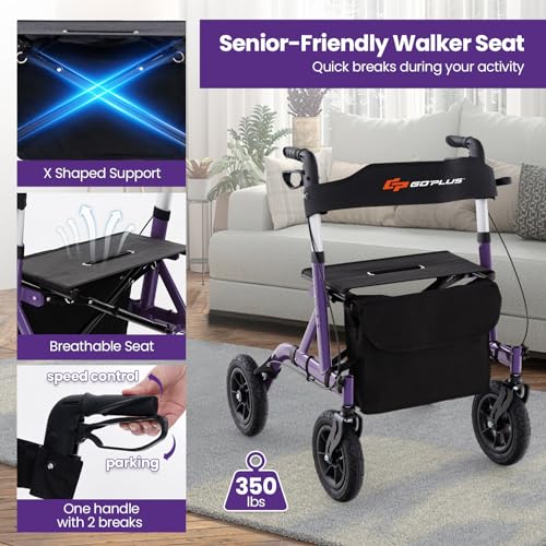 Rollator Walker for Seniors with Seat, Foldable, All Terrain Pneumatic Wheels S236935