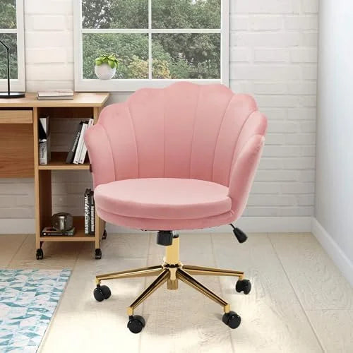 Velvet Swivel Vanity Chair with High Backrest and Wheels J254
