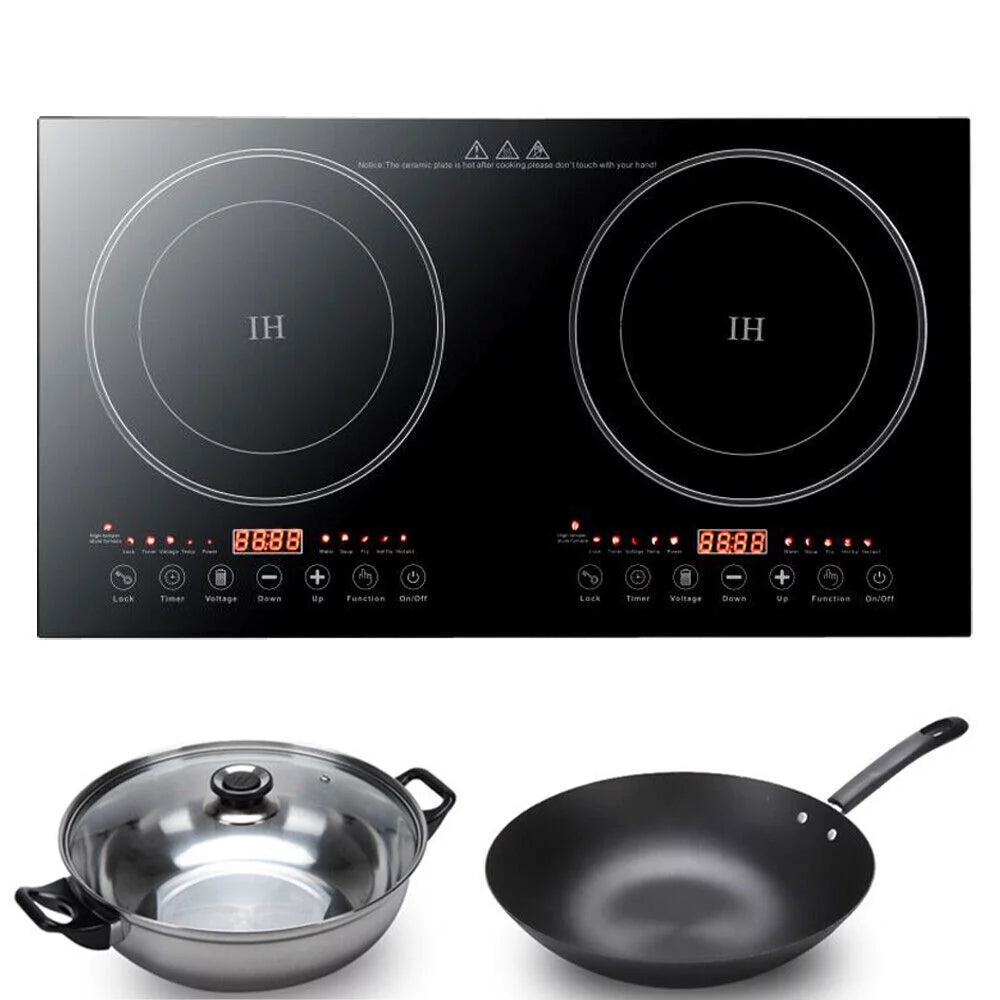 Portable Electric Induction Cooktop, 2-Burner Tempered Glass, 2400W Z9312