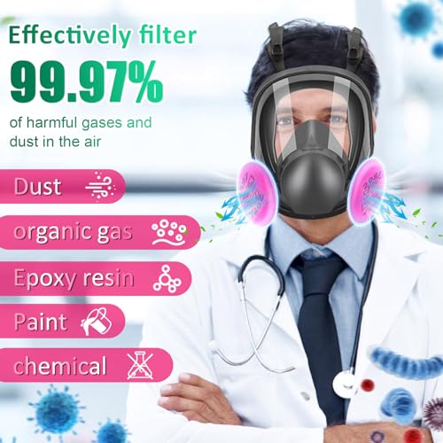 Reusable Full Face Respirator Mask with Filters for Spray Paint and Welding P31754