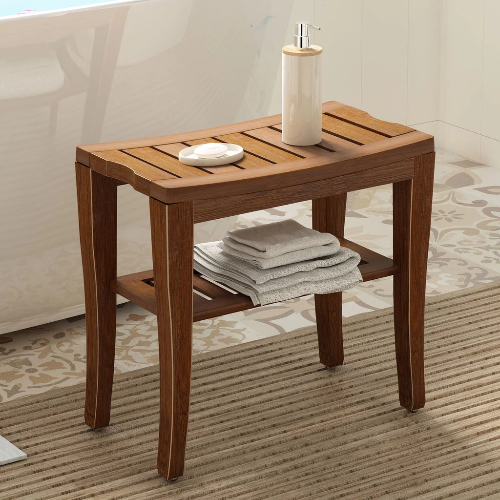 Bamboo Bathroom Bench Shower Stool Non-slip Waterproof Seat M3034