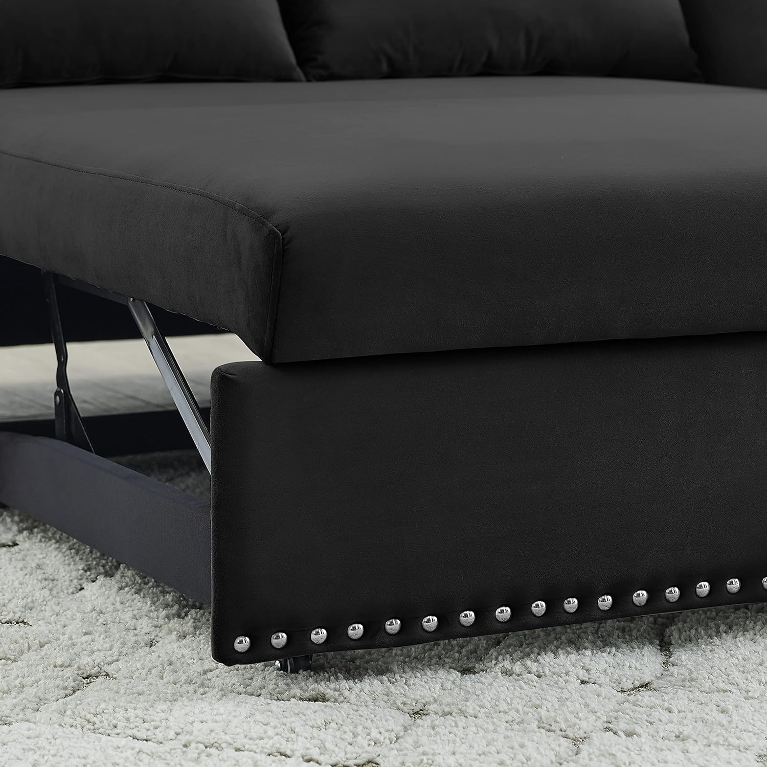 Convertible 3-in-1 Velvet Loveseat Sleeper Sofa with Pull Out Bed S614674