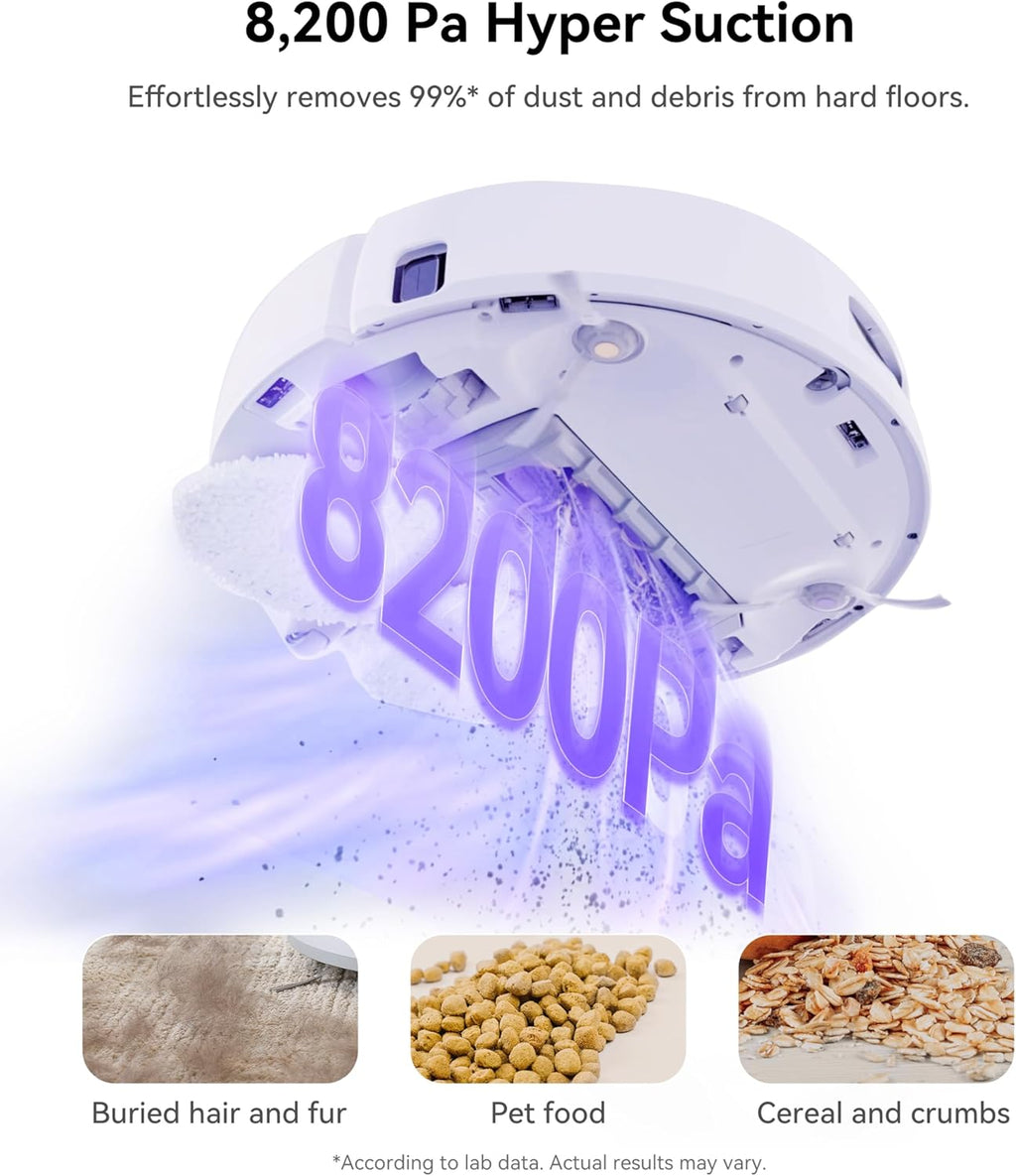 Robot Vacuum and Mop Combo with Auto Mop Drying, 8200 Pa Suction I6209