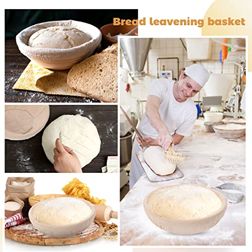Banneton Bread Proofing Basket Round with Liners and Scrapers H690