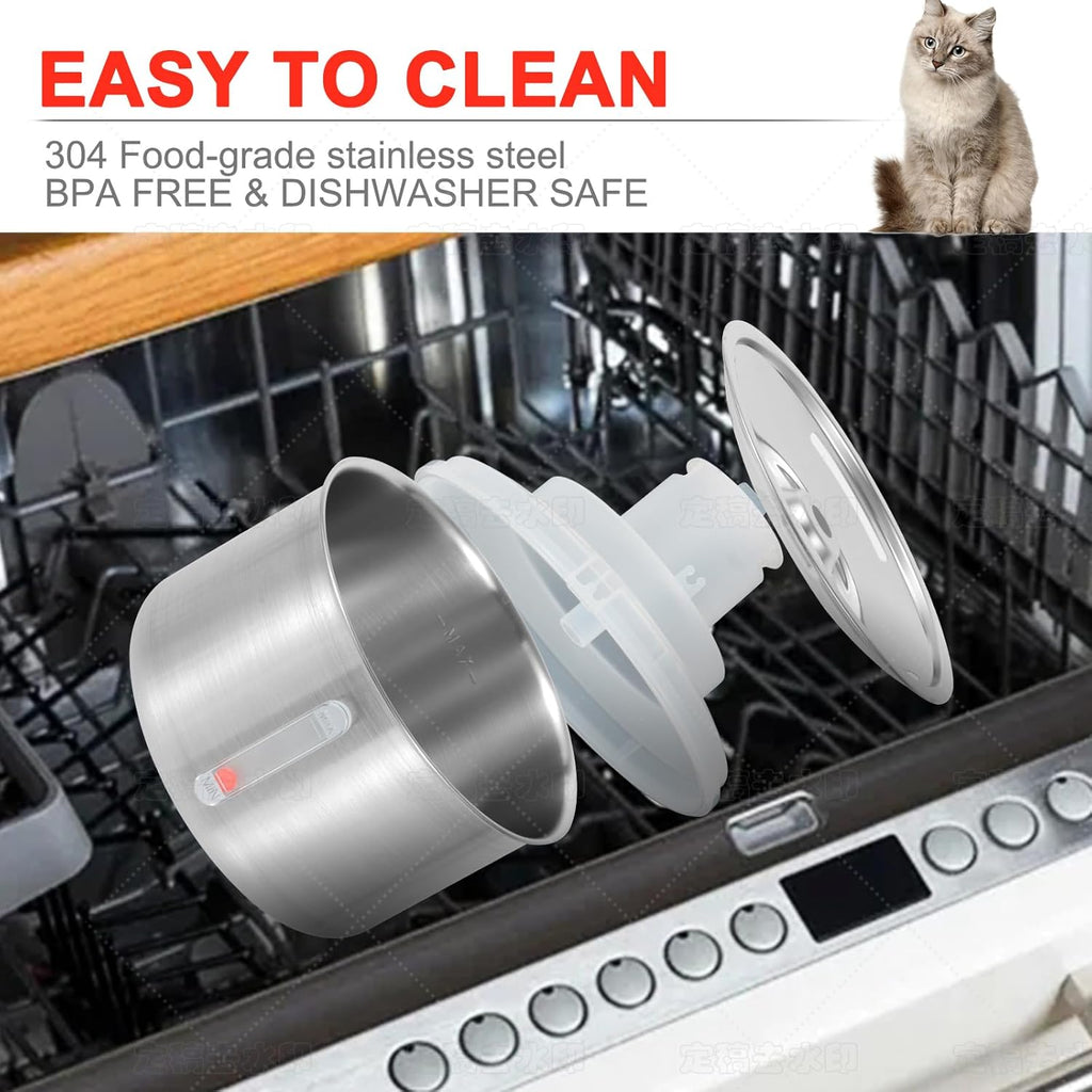 Cat Water Fountain Stainless Steel 67oz Automatic with Ultra Quiet Pump I33774