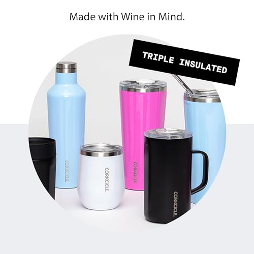 Insulated Stemless Wine Glass Tumbler, 12 oz, Stainless Steel, Powder Blue T624
