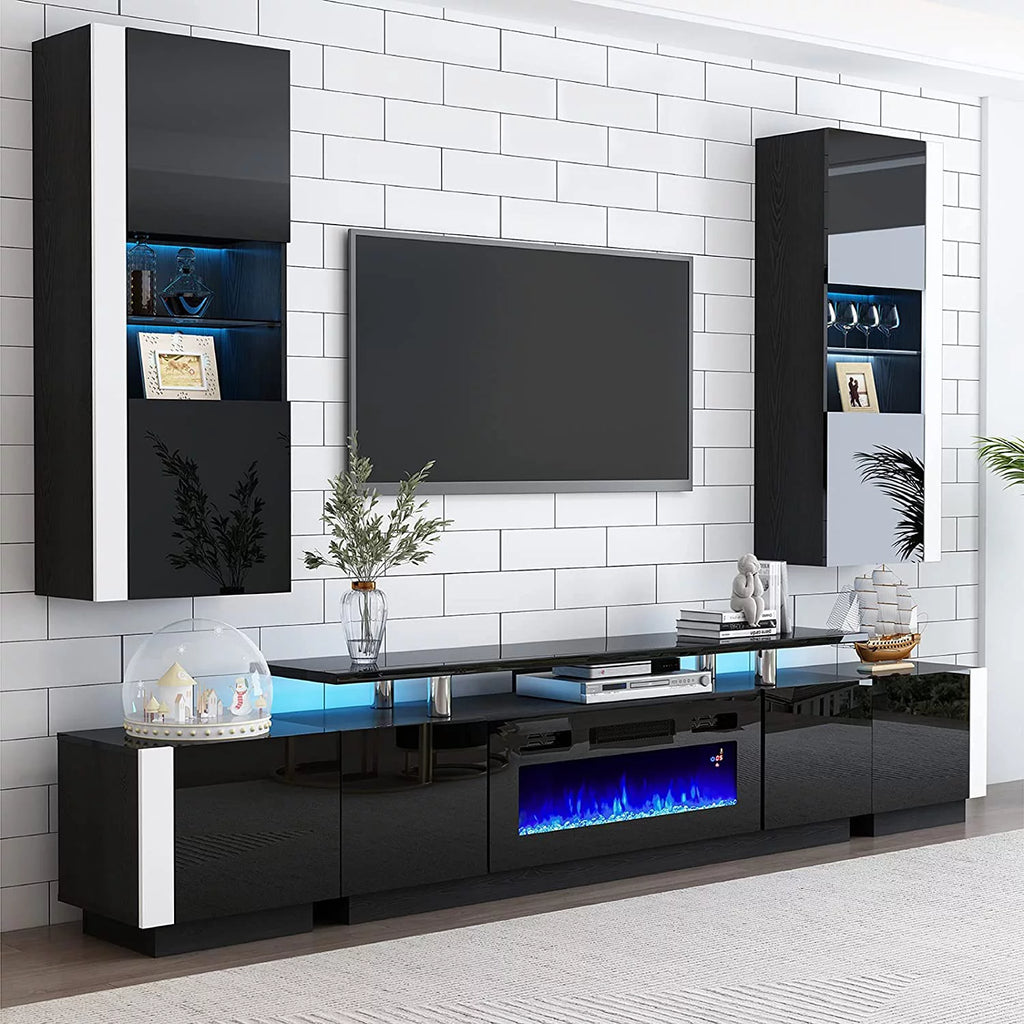Fireplace TV Stand with 36" Fireplace, 70" Modern Entertainment Center for TVs Up to 80", Black Z8193