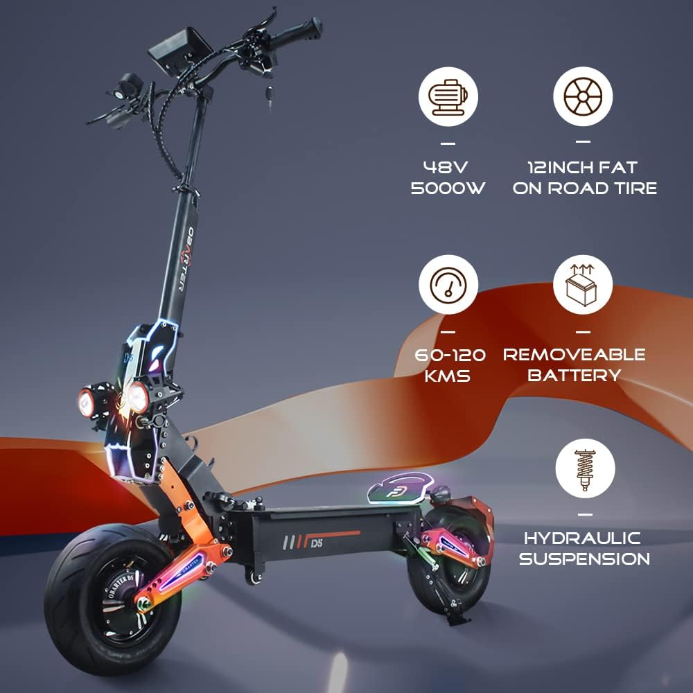 Foldable Electric Scooter with Seat, Dual Motor, Off-Road Tires A74625