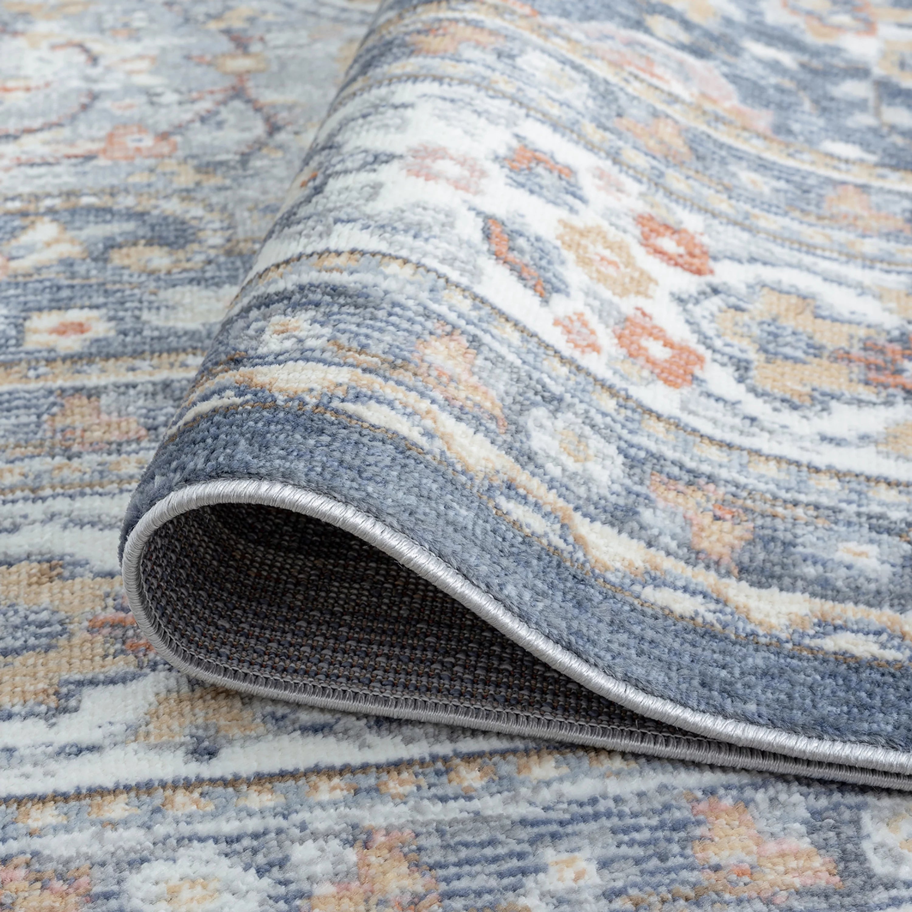 5x8 Medallion Area Rug Navy Gray F915