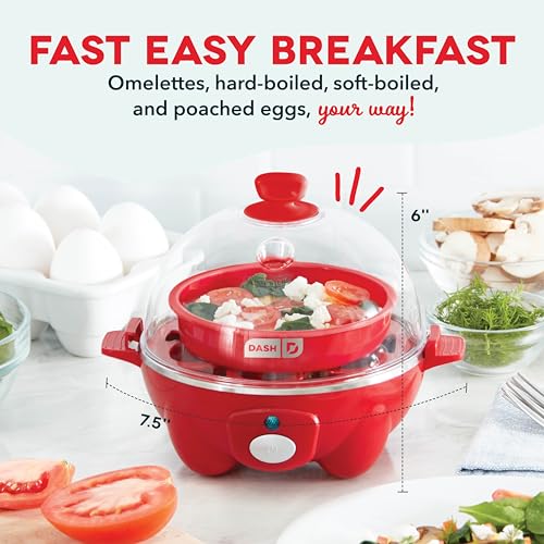 Rapid Egg Cooker for 6 Eggs, Hard Boiled, Poached, Scrambled, or Omelets, Auto Shut Off - Black O7665
