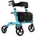 Rollator Walkers for Seniors-Folding Rollator Walker with Seat and Four 8-inch Wheels-Medical Rollator Walker with Comfort Handles and Thick Backrest-Lightweight Aluminium Frame, Champagne