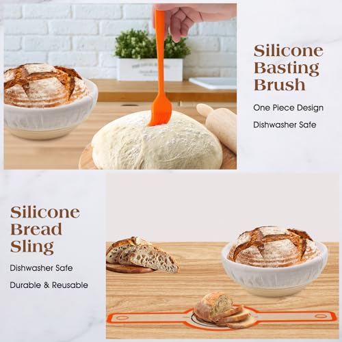Sourdough Starter Kit with 10 Inch Oval and 9 Inch Round Banneton Proofing Baskets J655223