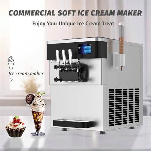 Soft Serve Ice Cream Machine 3 Flavors with Pre-Cooling and Auto Clean I604866