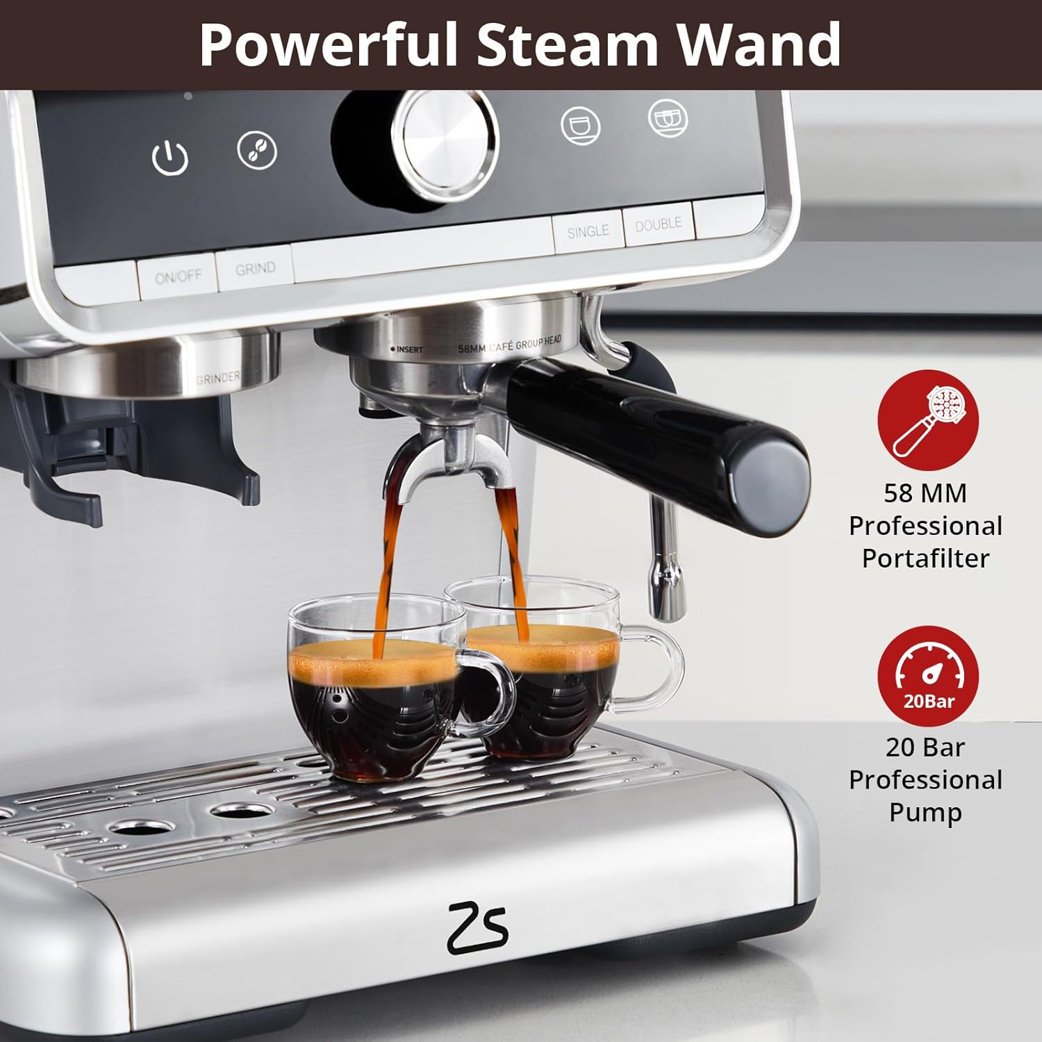 Espresso Maker with Milk Frother, 20 Bar Pressure, 2.8L Tank X2173